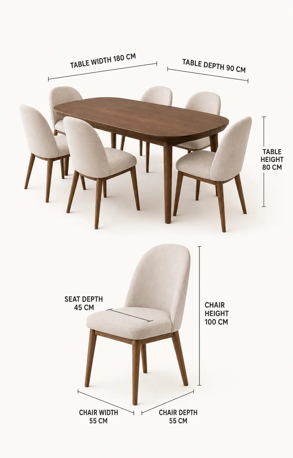Arden dining set dimensions