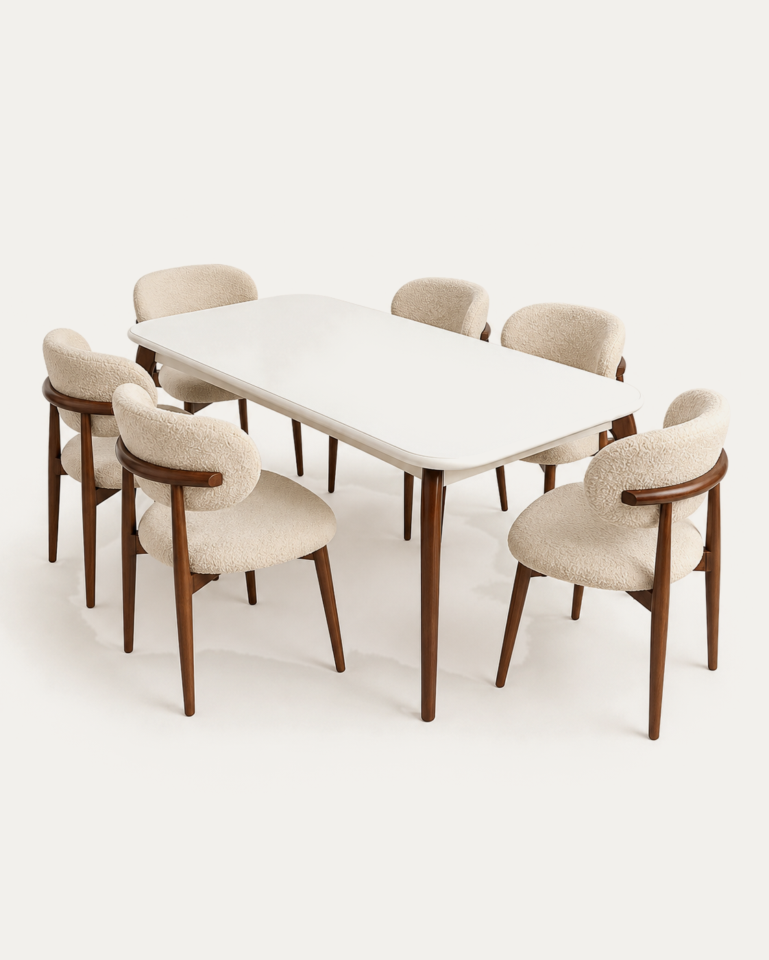 Vanna - White-Top Boucle Dining Set - unified hero