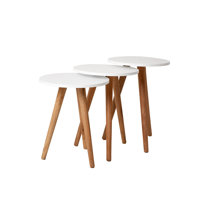 Minimalist Side Table Trio – Set of 3 with Solid Wood Legs