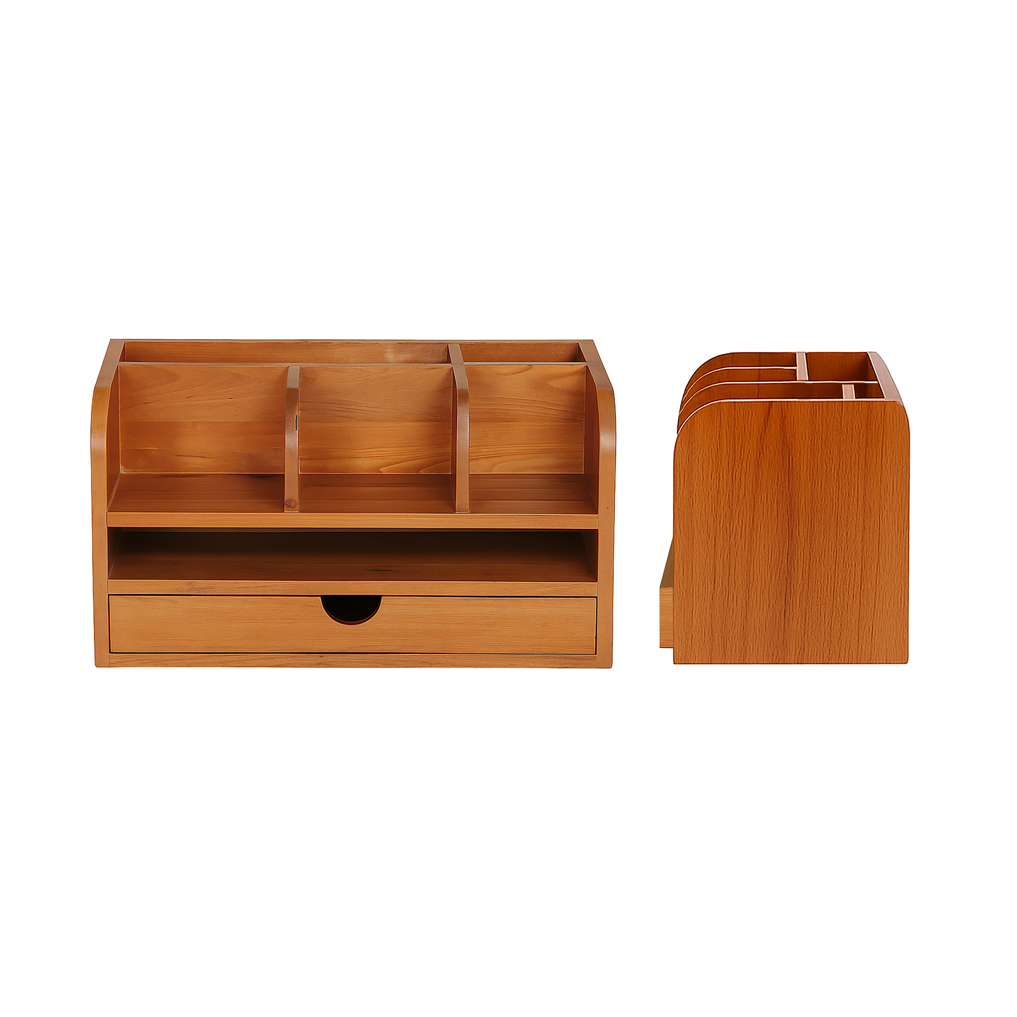 Minimalist Wooden Desk Organizer – Double Layer
