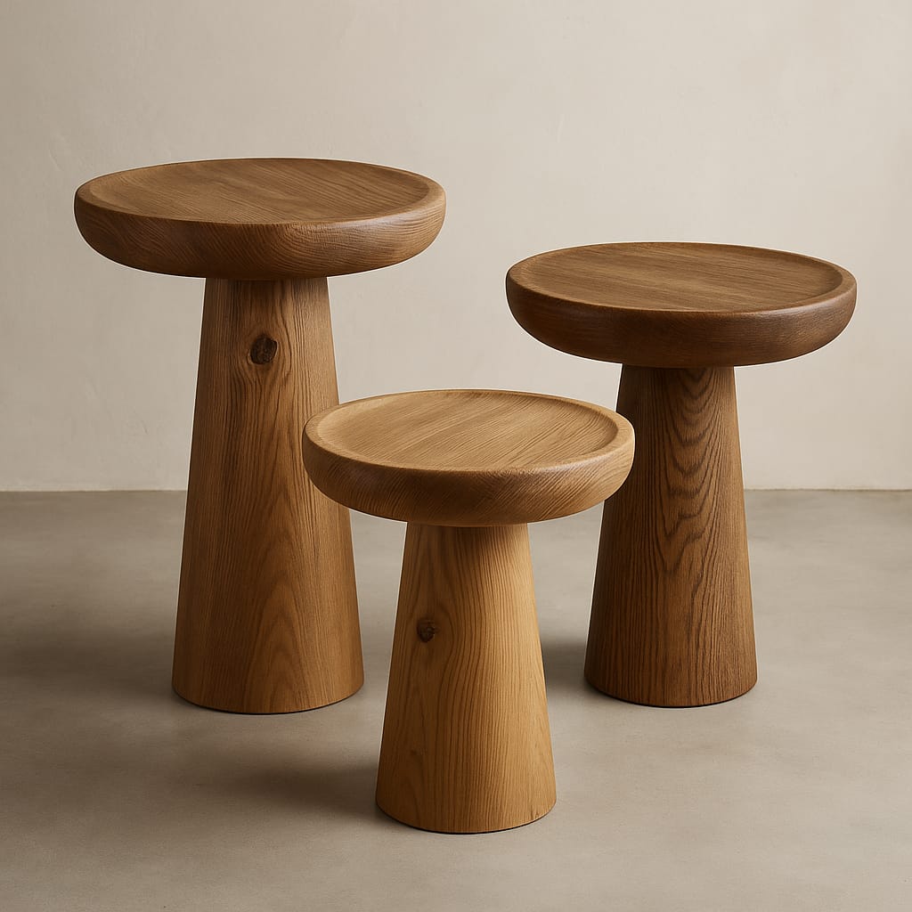 Modern Wooden Side Table Set – 3 Pieces