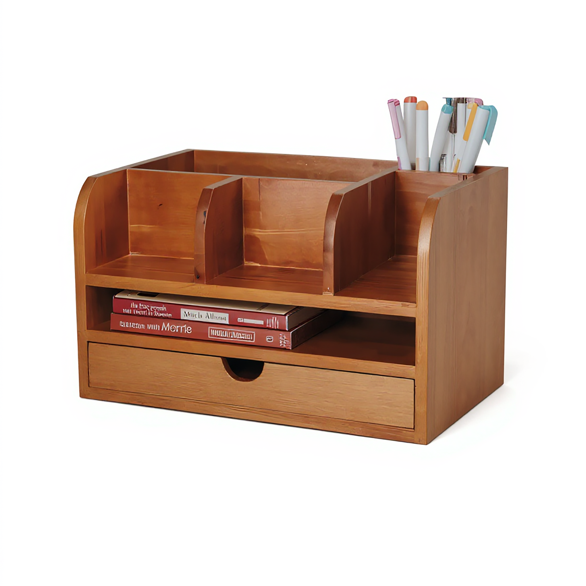 Minimalist Wooden Desk Organizer – Double Layer