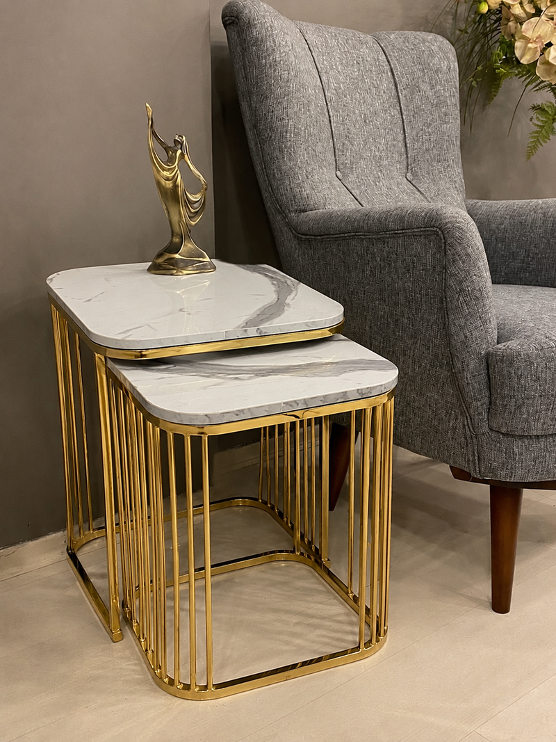Tyrion – Stainless Steel Side Tables - lifestyle view