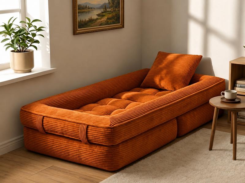 RAHA — كنبة أرضية 3 في 1 | Foldable Lounge Sofa Bed - material and detail close-up