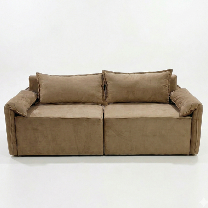 Brown sofa on a white background