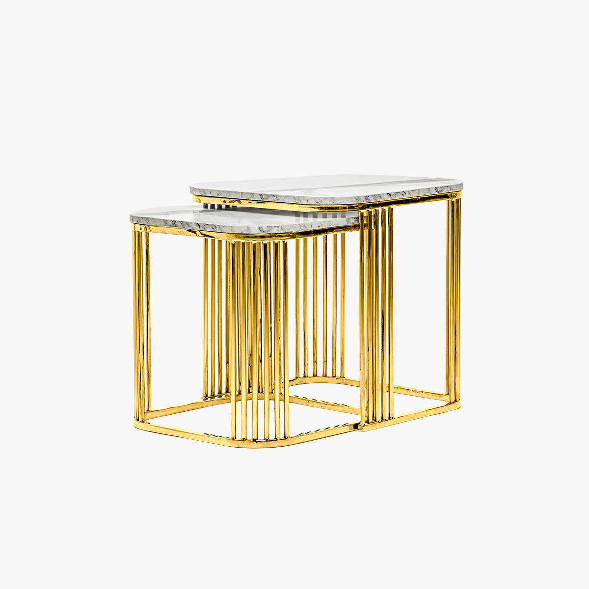 Modern Marble & Stainless Steel Side Tables – Elegant & Versatile Set
