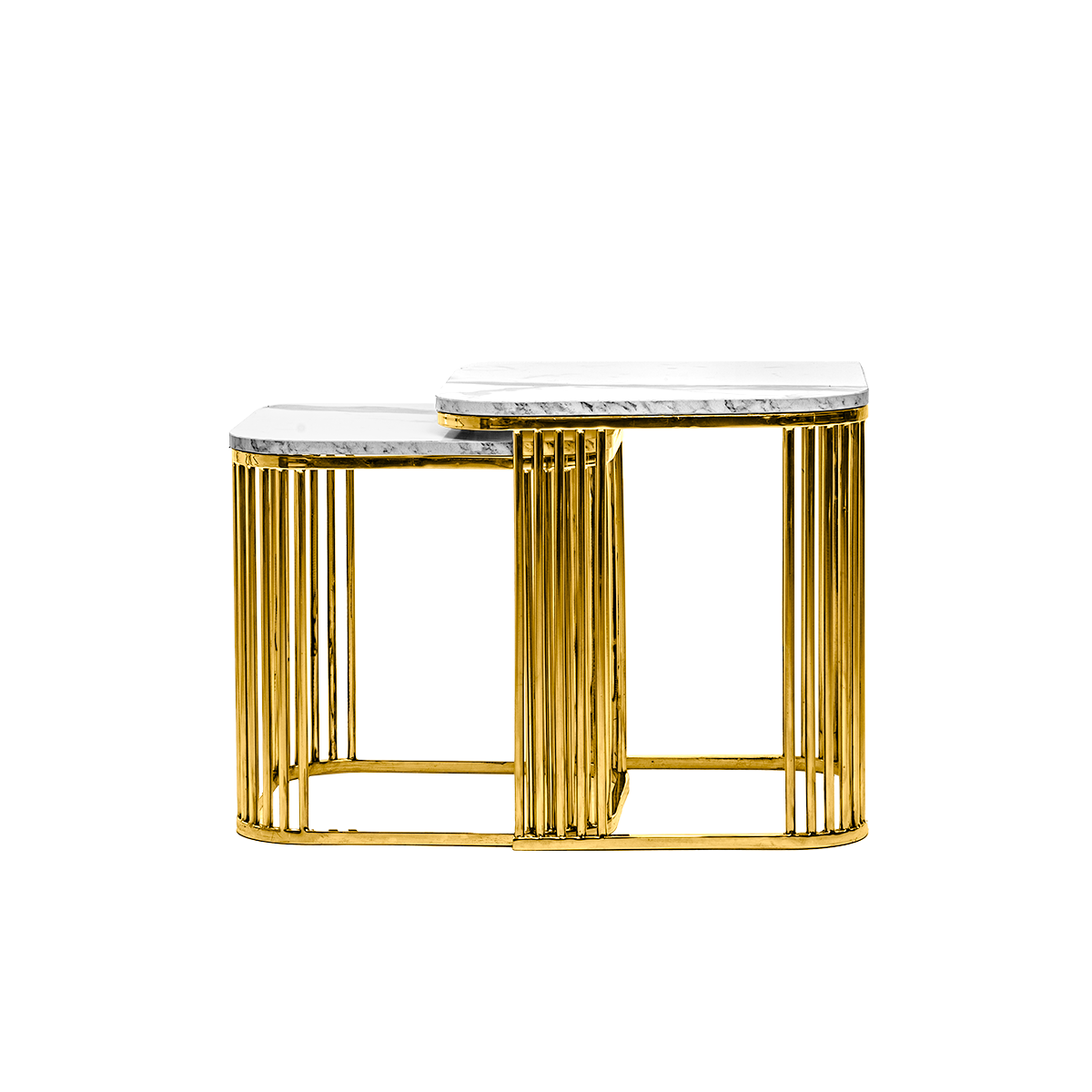Modern Marble & Stainless Steel Side Tables – Elegant & Versatile Set