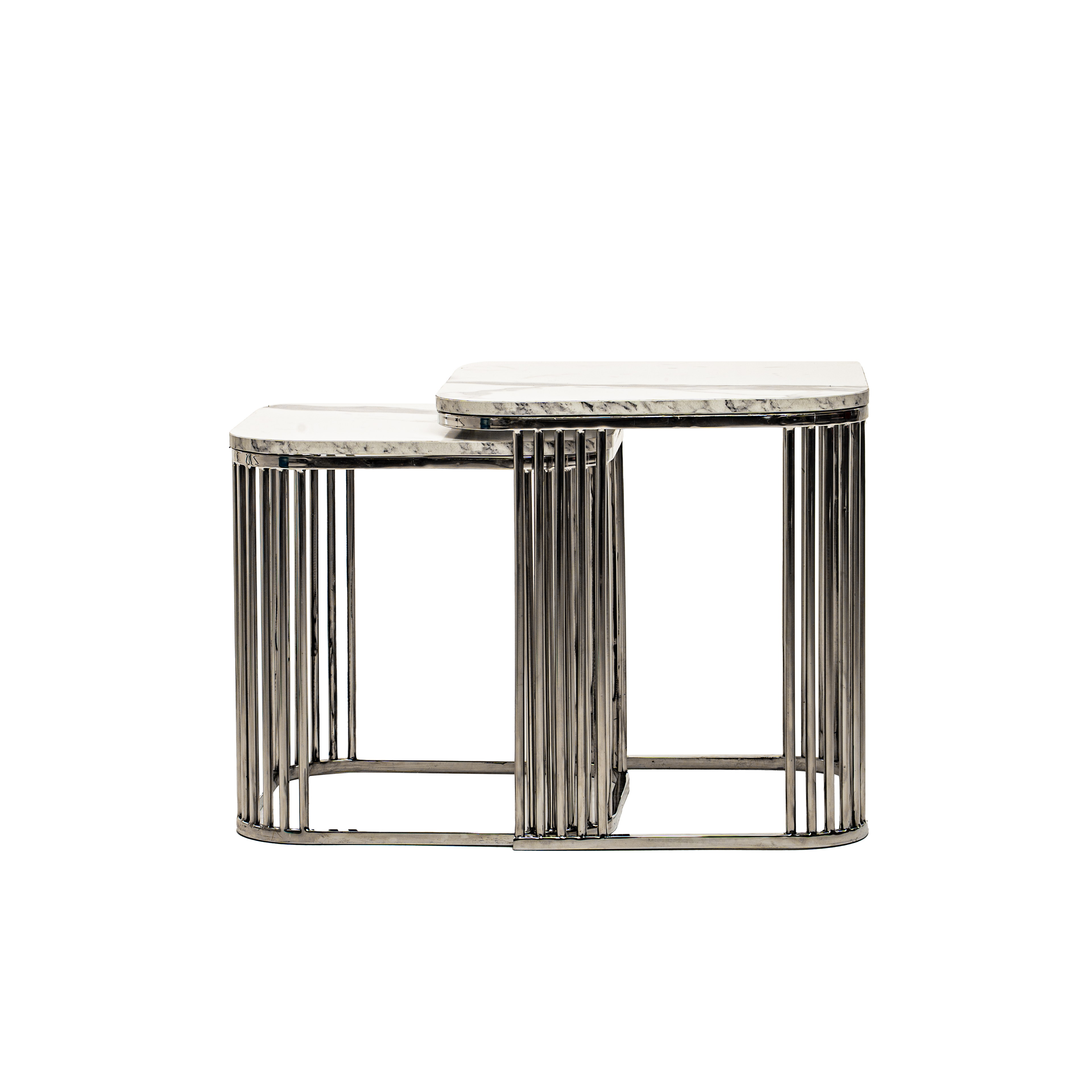 Modern Marble & Stainless Steel Side Tables – Elegant & Versatile Set
