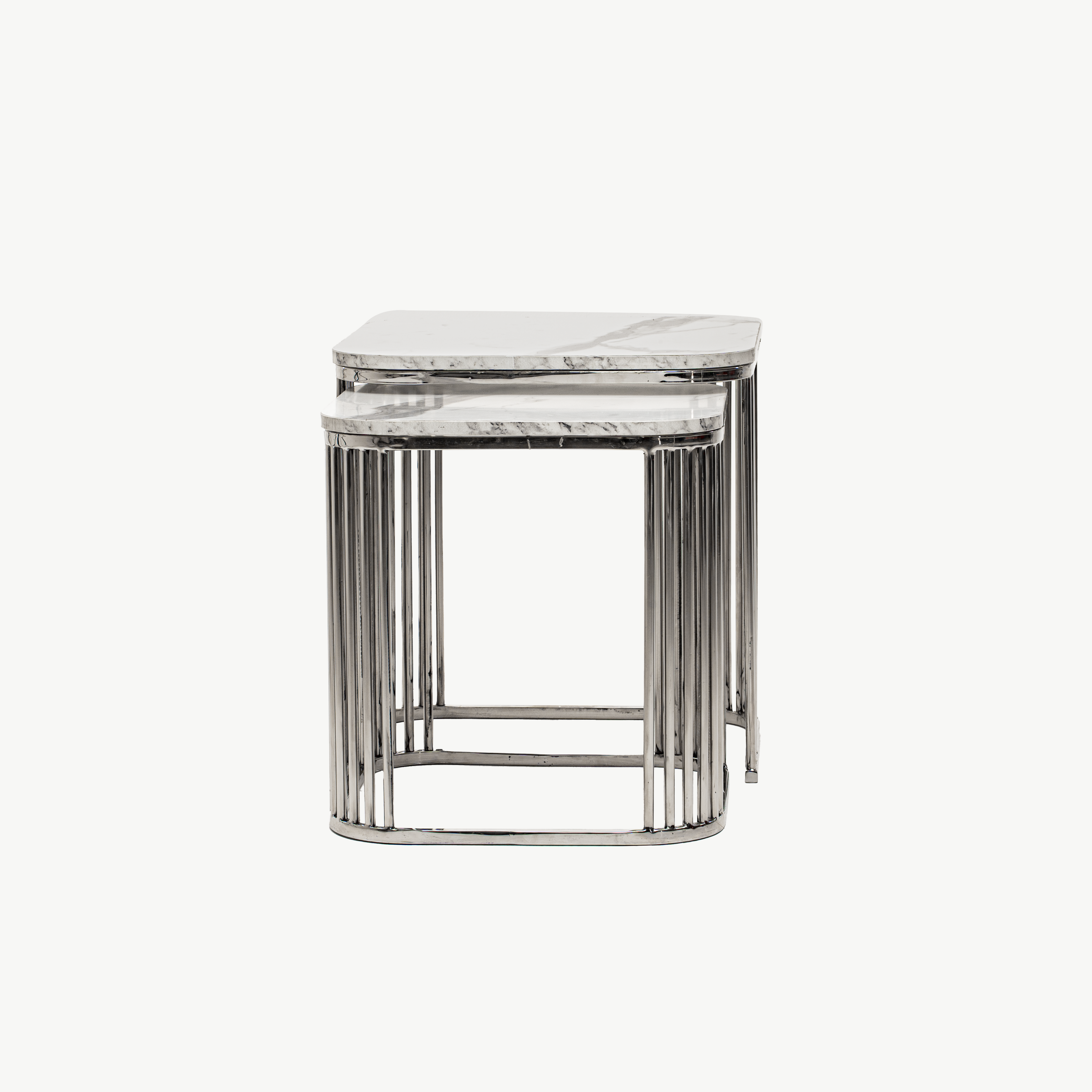 Modern Marble & Stainless Steel Side Tables – Elegant & Versatile Set