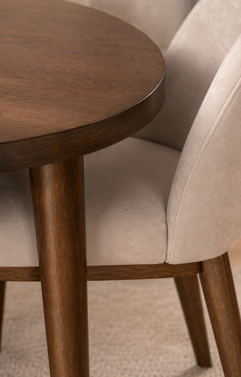 Arden dining set – wood and velvet detail