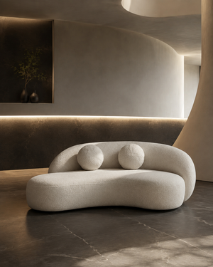 Arova sculptural two-seater sofa in ultra-modern interior