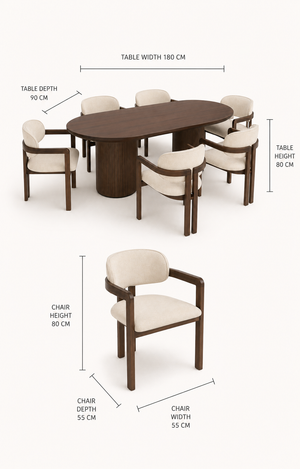 Elara dining set dimensions