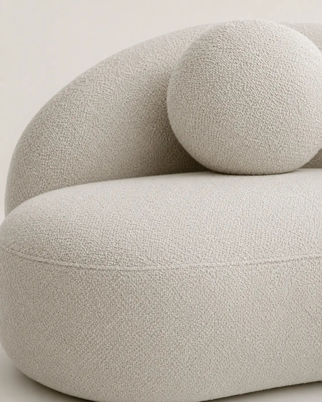 Arova two-seater sofa off-white textured fabric detail