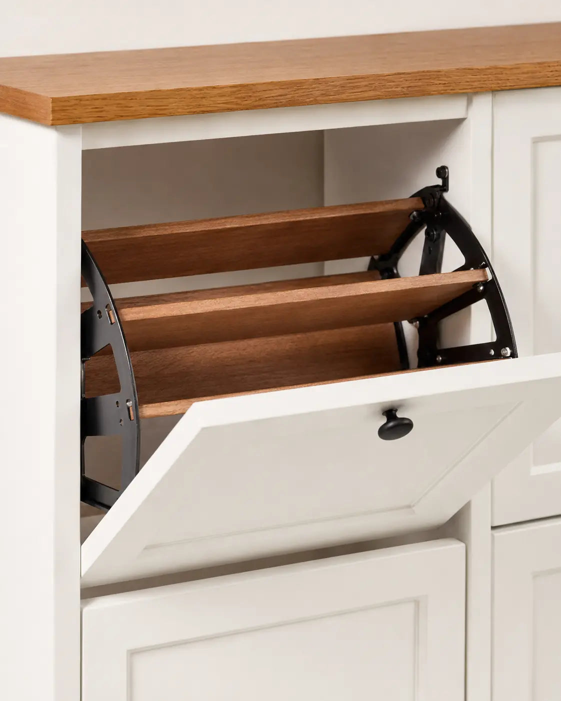 Cella tilt-out shoe rack mechanism and material detail