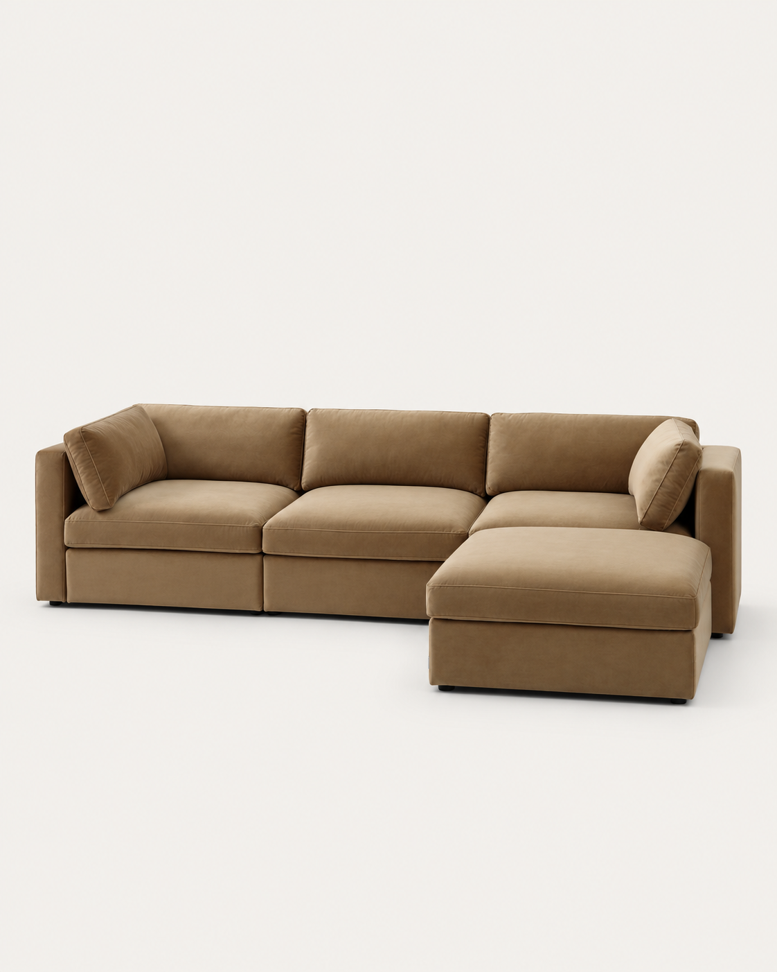 ELVORA – كنبة كراميل موديولار مع بف تخزين مغلق
