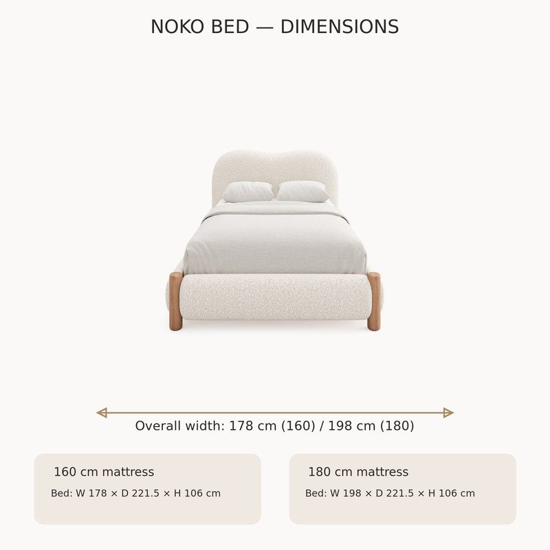 مقاسات سرير Noko لمقاسي مرتبة 160 و180 سم