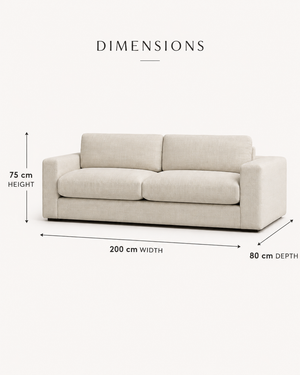 Linea two-seater sofa dimensions 200 by 80 by 75 cm