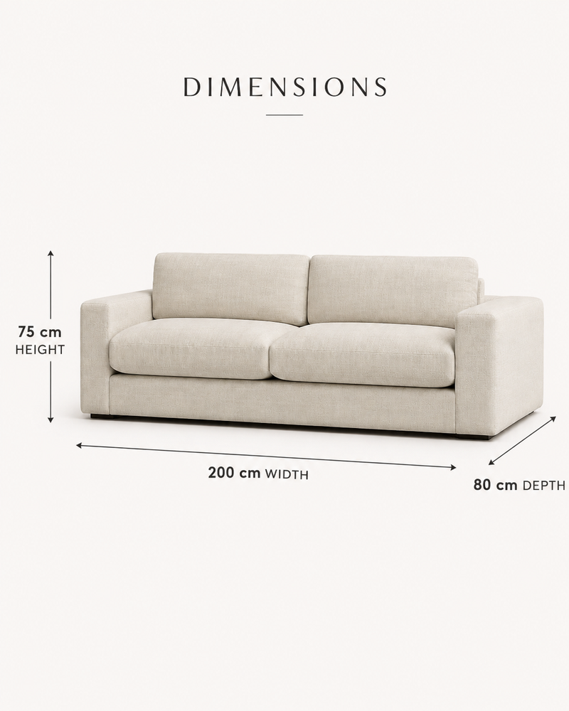 Linea two-seater sofa dimensions 200 by 80 by 75 cm