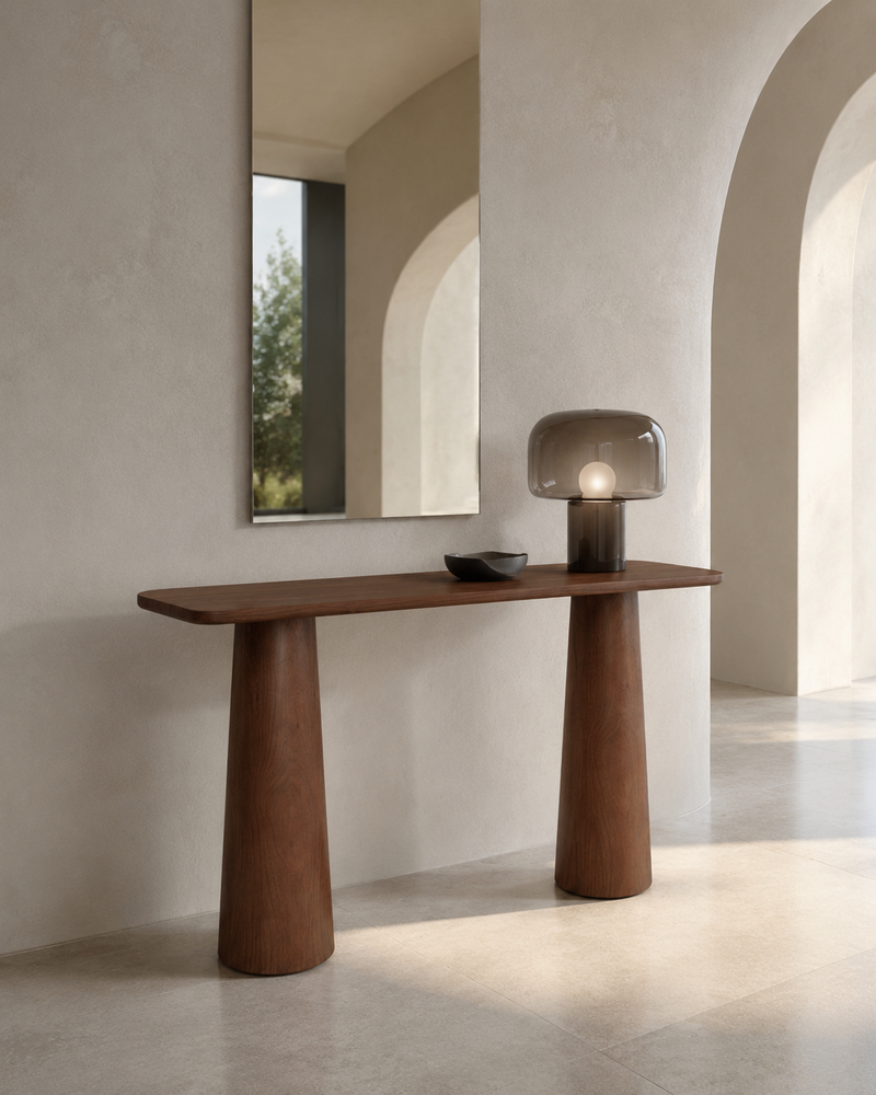 Luma Mahogany console in an ultra-modern hallway