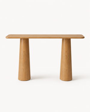Luma sculptural wooden console in Oak front view