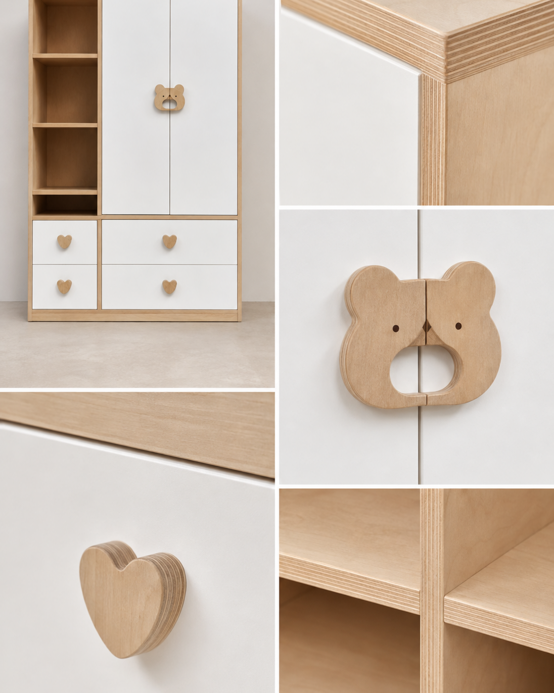 Lumi – Kids Wardrobe with Drawers | White & Beige
