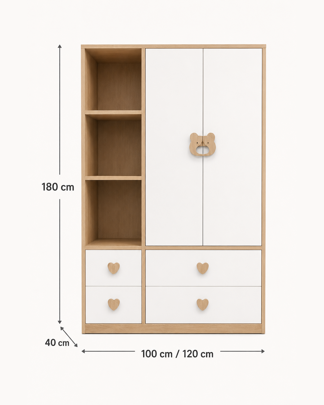 Lumi – Kids Wardrobe with Drawers | White & Beige