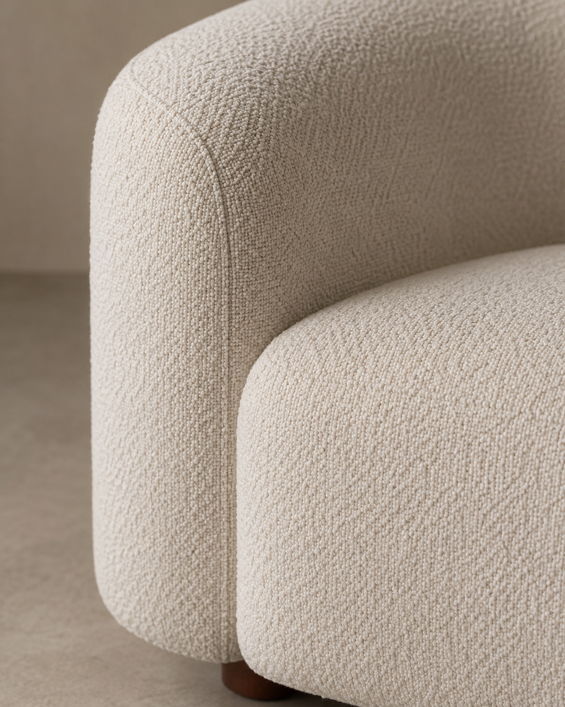 Marea bouclé texture and upholstery detail