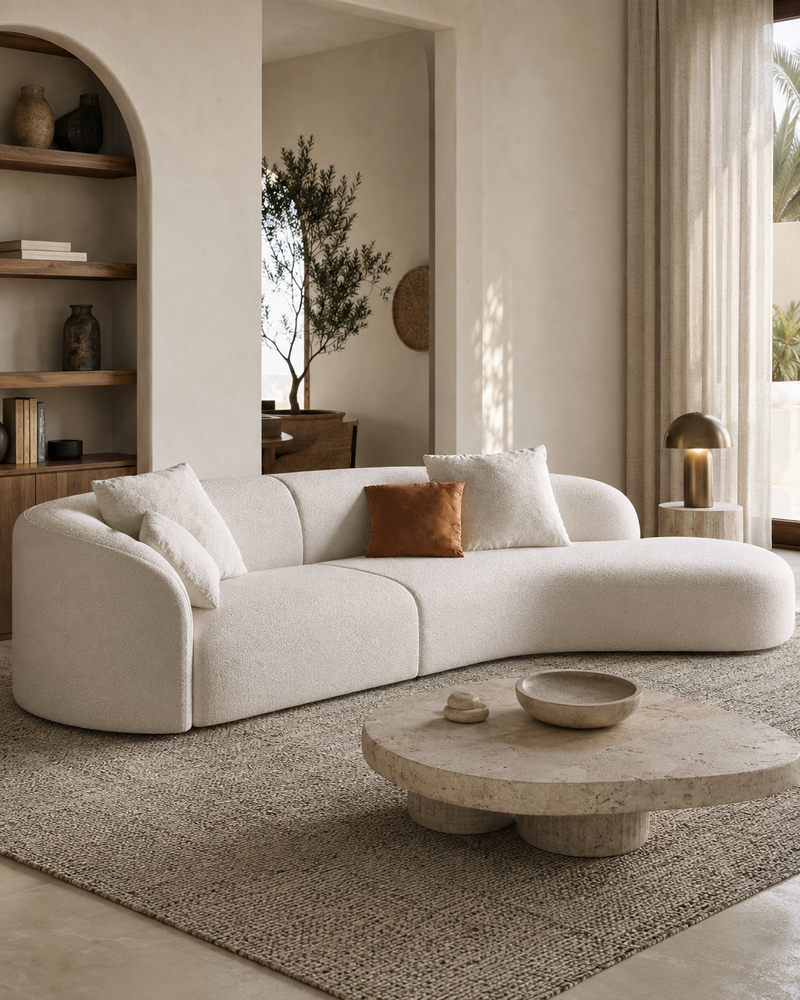 Marea bouclé L-shape sofa – modern living room