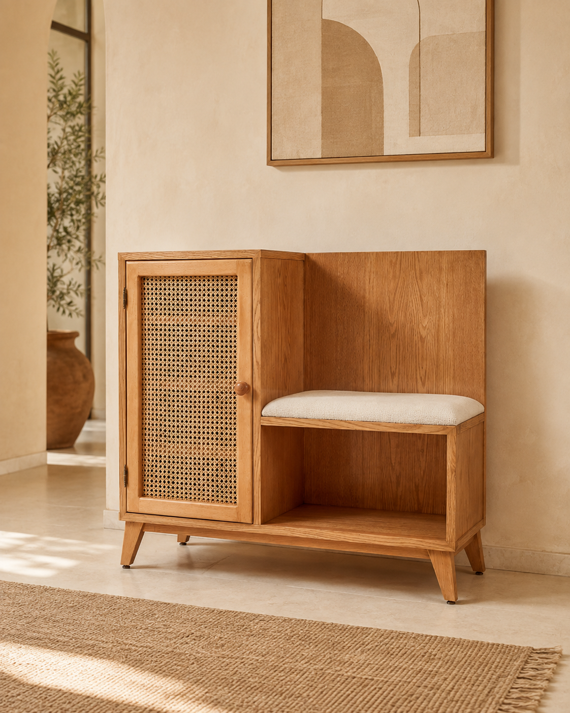 Nara – Rattan Shoe Bench