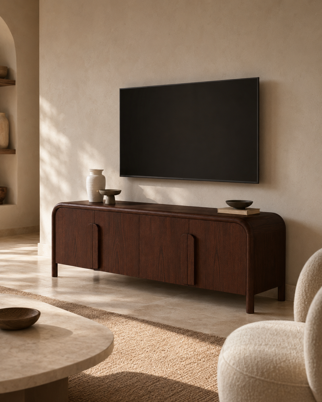 Naya – Curved Wooden TV Unit