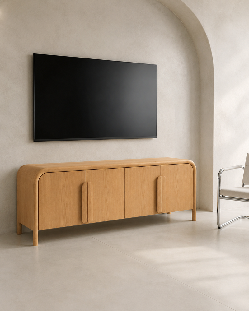 Naya Oak TV unit in an ultra-modern living room
