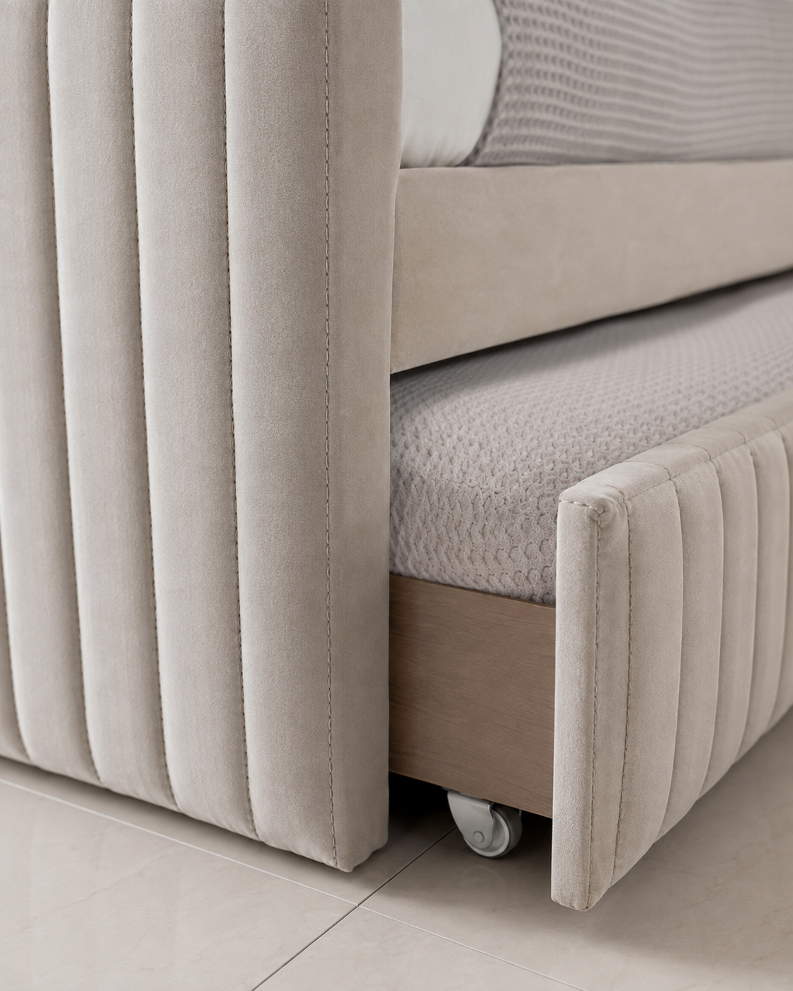 Linea – Channelled Pull-Out Bed | Beige