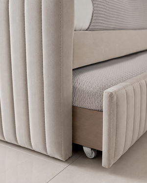 Linea – Channelled Pull-Out Bed | Beige – تفاصيل الخامة