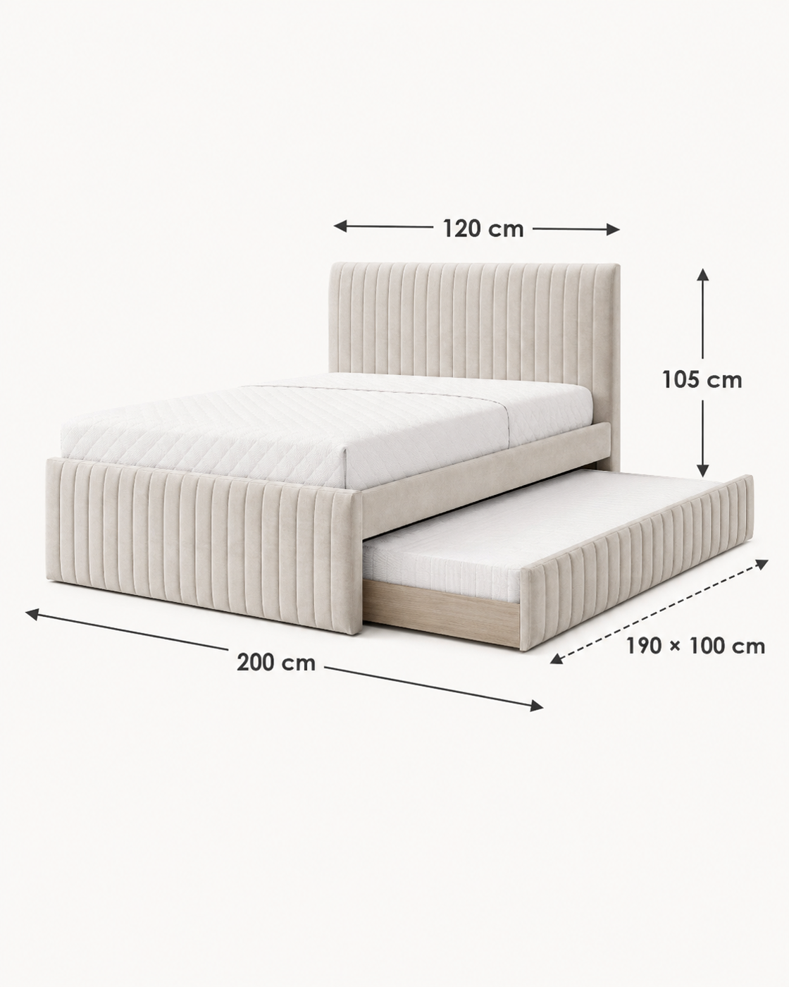 Linea – Channelled Pull-Out Bed | Beige