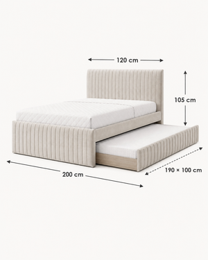 Linea – Channelled Pull-Out Bed | Beige – مقاسات المنتج