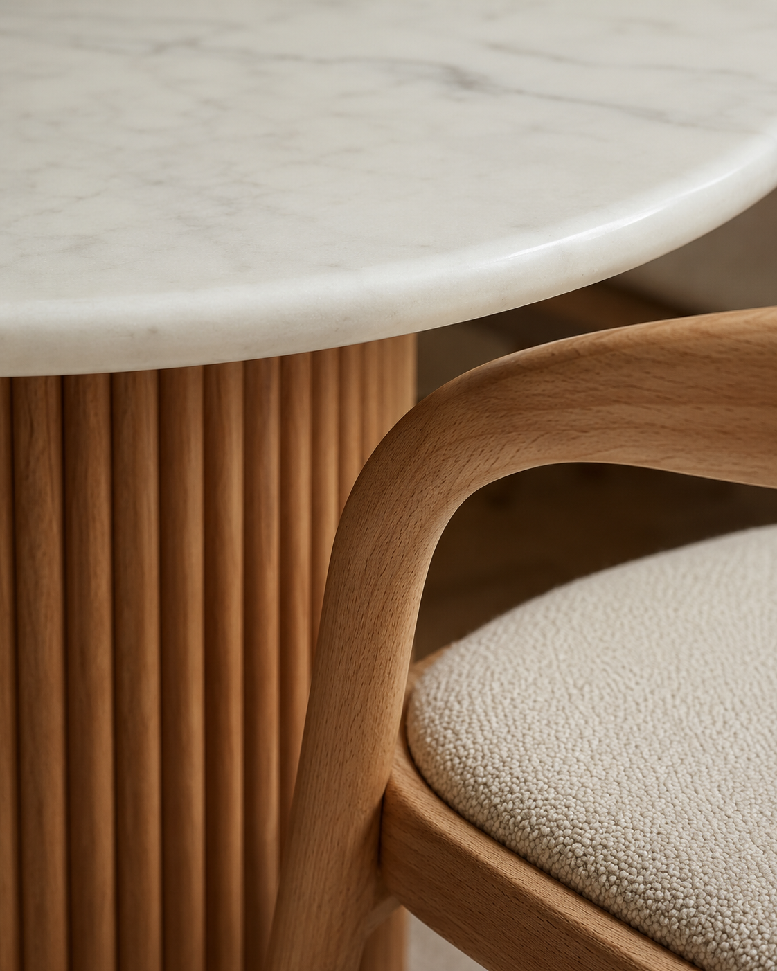 Riva – Fluted Marble Dining Set