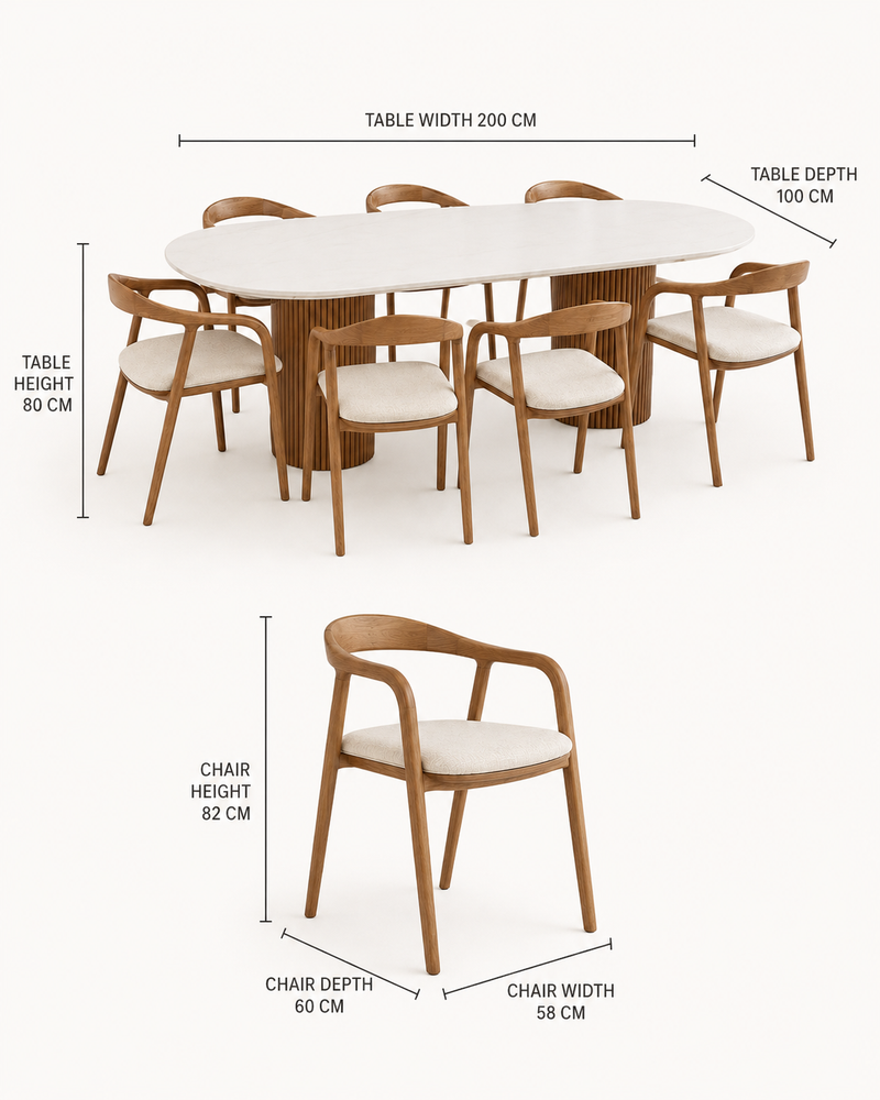 Riva dining set dimensions