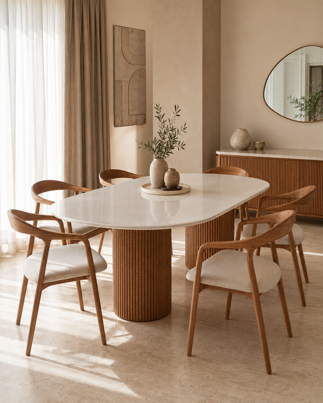 Riva – Fluted Marble Dining Set