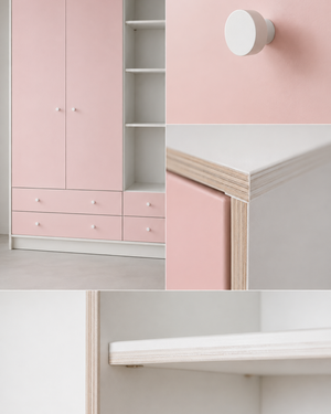 Rosie Loft – Kids Wardrobe with Drawers – تفاصيل الخامة