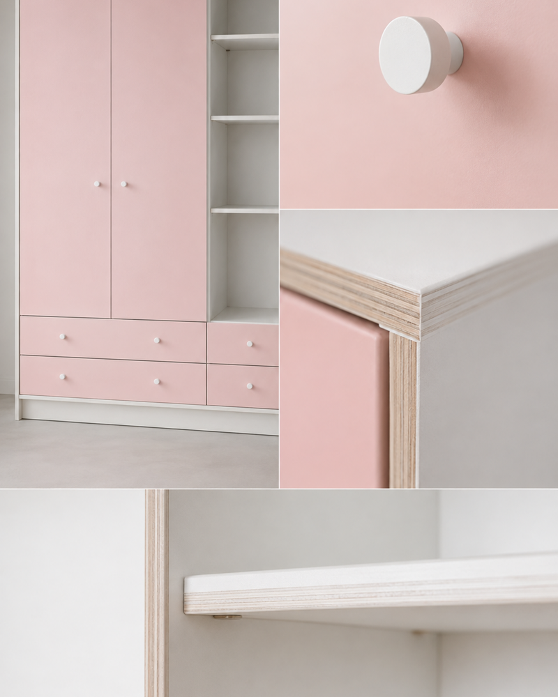 Rosie Loft – Kids Wardrobe with Drawers – تفاصيل الخامة