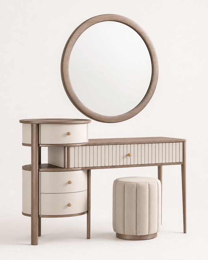Serena sculpted vanity set on ILEERA soft off-white background