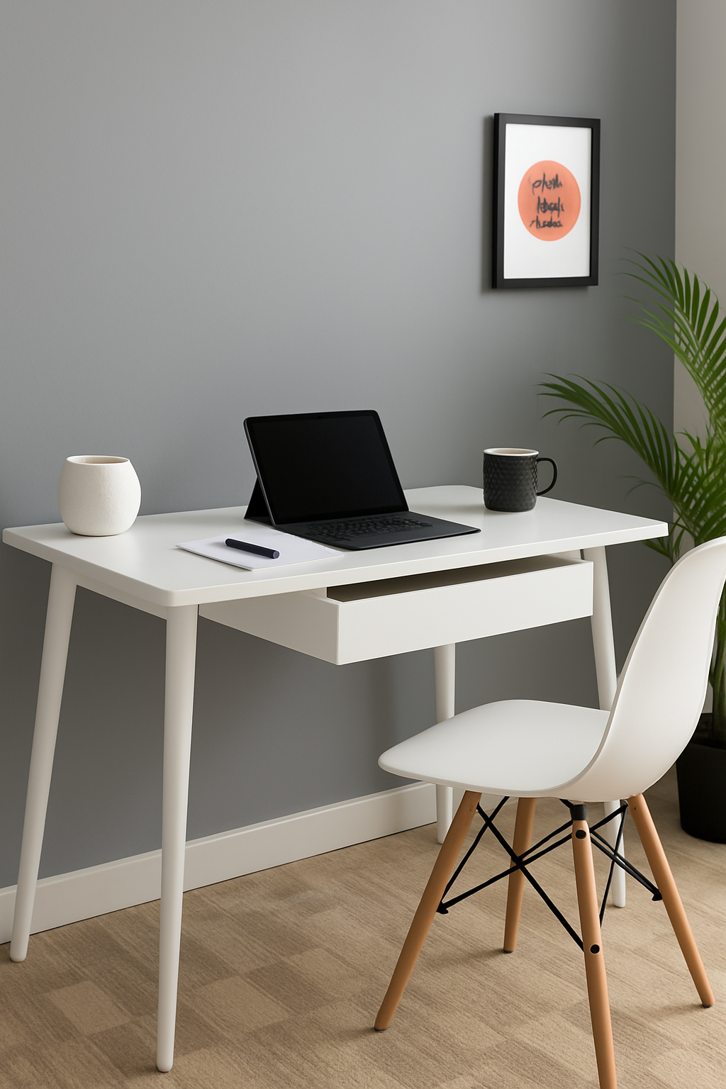 Minimalist Wooden Desk – Solid Beech with Functional Drawer